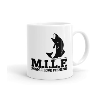 M.I.L.F. Mam i love fishing, Ceramic coffee mug, 330ml (1pcs)