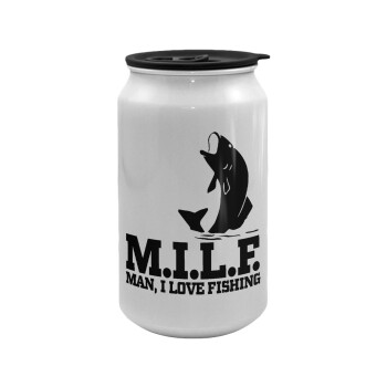 M.I.L.F. Mam i love fishing, Κούπα ταξιδιού μεταλλική με καπάκι (tin-can) 500ml