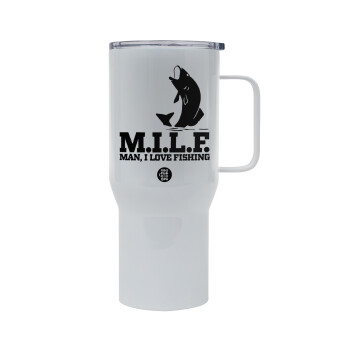 M.I.L.F. Mam i love fishing, Mega Stainless steel Tumbler with lid, double wall 750L