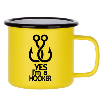 Yes i am Hooker, Metallic enamel MATT Yellow cup 360ml