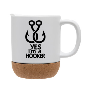 Yes i am Hooker, Ceramic coffee mug Cork (MAT), 330ml (1pcs)