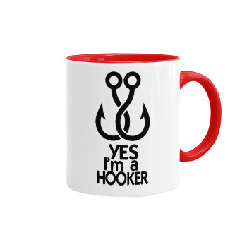 Yes i am Hooker, Mug colored red, ceramic, 330ml