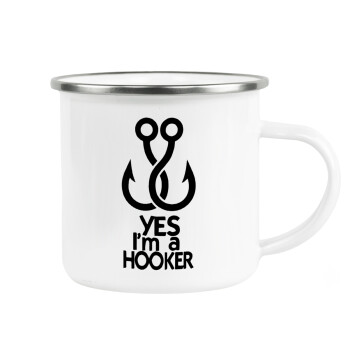 Yes i am Hooker, Metallic enamel cup white 360ml