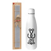 Easter Set, metallic Inox water bottle (700ml) & Easter scented flat candle (30cm) (GRAY)