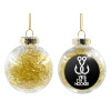 Transparent Christmas tree ball ornament with gold filling 8cm