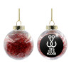 Transparent Christmas tree ball ornament with red filling 8cm