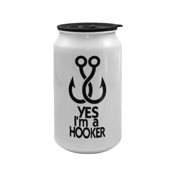 Yes i am Hooker, Κούπα ταξιδιού μεταλλική με καπάκι (tin-can) 500ml