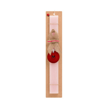 Άνθρωπος αράχνη, Easter Set, wooden keychain & scented flat Easter candle (30cm) (PINK)