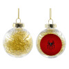 Transparent Christmas tree ball ornament with gold filling 8cm