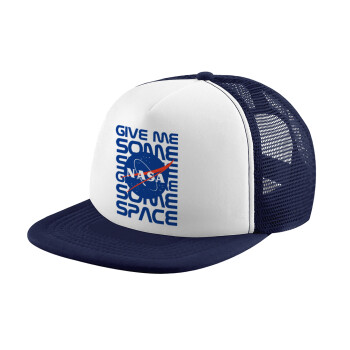 NASA give me some space, Καπέλο παιδικό Soft Trucker με Δίχτυ ΜΠΛΕ ΣΚΟΥΡΟ/ΛΕΥΚΟ (POLYESTER, ΠΑΙΔΙΚΟ, ONE SIZE)