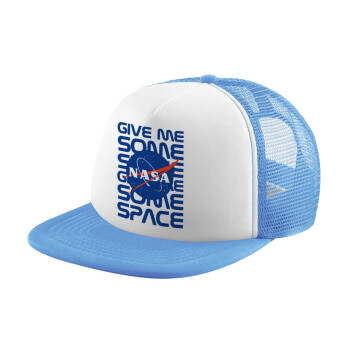 NASA give me some space, Καπέλο παιδικό Soft Trucker με Δίχτυ ΓΑΛΑΖΙΟ/ΛΕΥΚΟ (POLYESTER, ΠΑΙΔΙΚΟ, ONE SIZE)