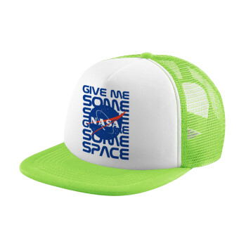 NASA give me some space, Καπέλο παιδικό Soft Trucker με Δίχτυ ΠΡΑΣΙΝΟ/ΛΕΥΚΟ (POLYESTER, ΠΑΙΔΙΚΟ, ONE SIZE)