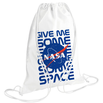 NASA give me some space, Backpack pouch GYMBAG white (28x40cm)