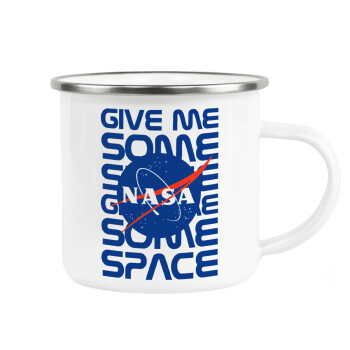 NASA give me some space, Metallic enamel cup white 360ml