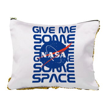 NASA give me some space, Sequin Gold Pouch Cosmetic Bag