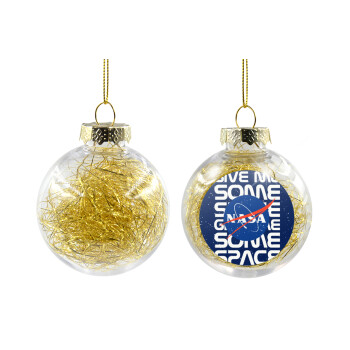 NASA give me some space, Transparent Christmas tree ball ornament with gold filling 8cm