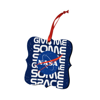 NASA give me some space, Christmas ornament polygon wooden 7.5cm