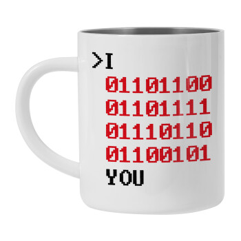 I .... YOU, binary secret MSG, Mug Stainless steel double wall 300ml