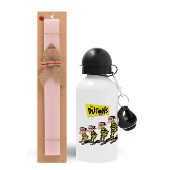 The Daltons, Easter Set, metallic aluminum bottle (500ml) & aromatic flat Easter candle (30cm) (PINK)