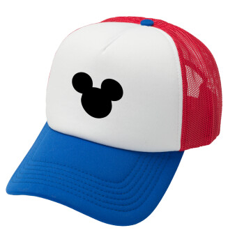 mouse man, Καπέλο Ενηλίκων Soft Trucker με Δίχτυ Red/Blue/White (POLYESTER, ΕΝΗΛΙΚΩΝ, UNISEX, ONE SIZE)
