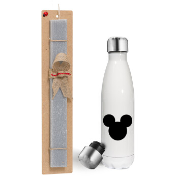 mouse man, Easter candle, metallic white thermos bottle (500ml) & aromatic flat candle (30cm) (GRAY)