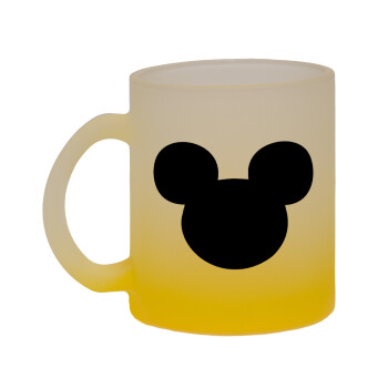 mouse man, Κούπα γυάλινη δίχρωμη με βάση το κίτρινο ματ, 330ml