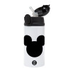 Children's hot water bottle, stainless steel, with safety straw, Black (360ml) BPA-FREE