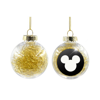 mouse man, Transparent Christmas tree ball ornament with gold filling 8cm