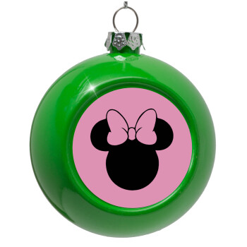 mouse girl, Green Christmas tree ornament bauble 8cm