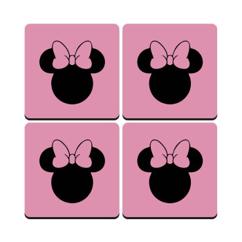 mouse girl, ΣΕΤ 4 Σουβέρ ξύλινα τετράγωνα (9cm)