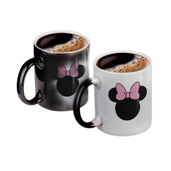 mouse girl, Color changing magic Mug, ceramic, 330ml when adding hot liquid inside, the black colour desappears (1 pcs)