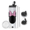 Travel Tumbler 2 Lids, with metal straw & cleaning brush (Stainless steel 304 Food grade, BPA free, 600ml)