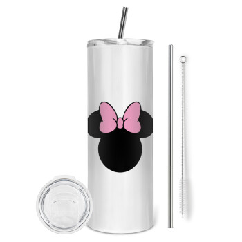 mouse girl, Eco friendly stainless steel tumbler 600ml, with metal straw & cleaning brush