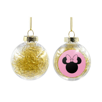 mouse girl, Transparent Christmas tree ball ornament with gold filling 8cm