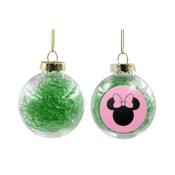 mouse girl, Transparent Christmas tree ball ornament with green filling 8cm