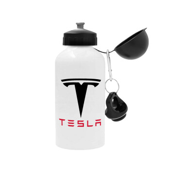 Tesla motors, Metal water bottle, White, aluminum 500ml