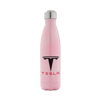 Tesla motors, Metal mug thermos Pink Iridiscent (Stainless steel), double wall, 500ml