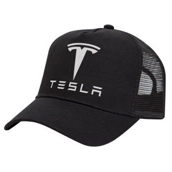 Tesla motors, Καπέλο Trucker με Δίχτυ, Μαύρο, (ΒΑΜΒΑΚΕΡΟ, ΠΑΙΔΙΚΟ, UNISEX, ONE SIZE)