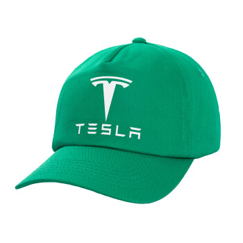 Tesla motors, Καπέλο παιδικό Baseball, 100% Βαμβακερό Twill, Πράσινο (ΒΑΜΒΑΚΕΡΟ, ΠΑΙΔΙΚΟ, UNISEX, ONE SIZE)