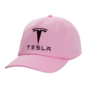 Tesla motors, Καπέλο παιδικό casual μπειζμπολ, 100% Βαμβακερό Twill, ΡΟΖ (ΒΑΜΒΑΚΕΡΟ, ΠΑΙΔΙΚΟ, ONE SIZE)