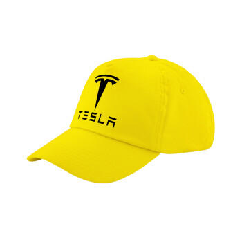 Tesla motors, Child's Baseball Cap, 100% Cotton Twill, Yellow (COTTON, CHILD, UNISEX, ONE SIZE)