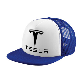 Tesla motors, Καπέλο παιδικό Soft Trucker με Δίχτυ ΜΠΛΕ/ΛΕΥΚΟ (POLYESTER, ΠΑΙΔΙΚΟ, ONE SIZE)