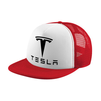 Tesla motors, Children's Soft Trucker Hat with Red/White Mesh (POLYESTER, CHILDREN'S, ONE SIZE)