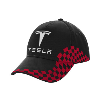 Tesla motors, Καπέλο Ενηλίκων Ultimate ΜΑΥΡΟ/ΚΟΚΚΙΝΟ RACING, (100% ΒΑΜΒΑΚΕΡΟ DRILL, ΕΝΗΛΙΚΩΝ, UNISEX, ONE SIZE)