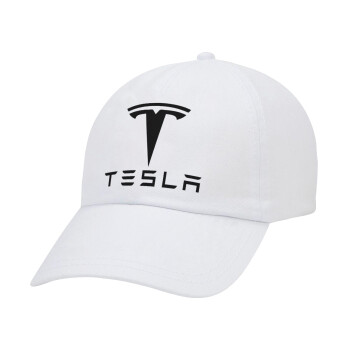 Tesla motors, Καπέλο Ενηλίκων Baseball Λευκό 5-φύλλο (POLYESTER, ΕΝΗΛΙΚΩΝ, UNISEX, ONE SIZE)