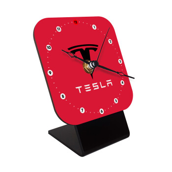 Tesla motors, Quartz Wooden table clock with hands (10cm)