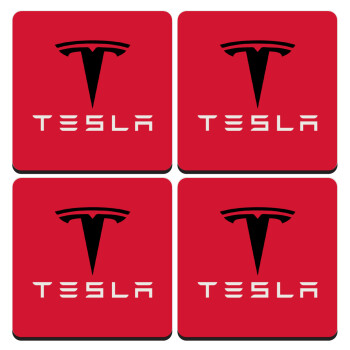 Tesla motors, ΣΕΤ 4 Σουβέρ ξύλινα τετράγωνα (9cm)