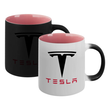 Tesla motors, Κούπα Μαγική εσωτερικό ΡΟΖ, κεραμική 330ml που αλλάζει χρώμα με το ζεστό ρόφημα (1 τεμάχιο)