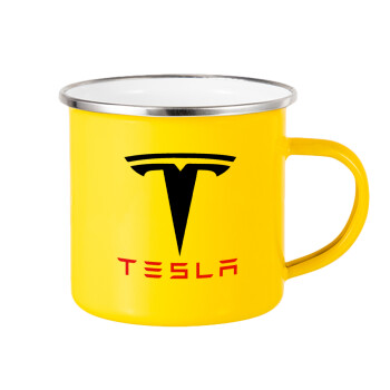 Tesla motors, Yellow Enamel Metallic Cup 360ml