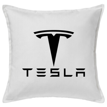 Tesla motors, Μαξιλάρι καναπέ ΛΕΥΚΟ 100% βαμβάκι, περιέχεται το γέμισμα (50x50cm)